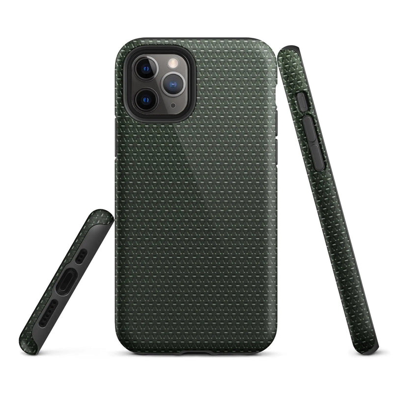 Load image into Gallery viewer, Industrial Olive Green Rubber Pattern Double Layered Impact Resistant Tough iPhone Case 3D Wrap Matte or Glossy Finish CREATIVETECH