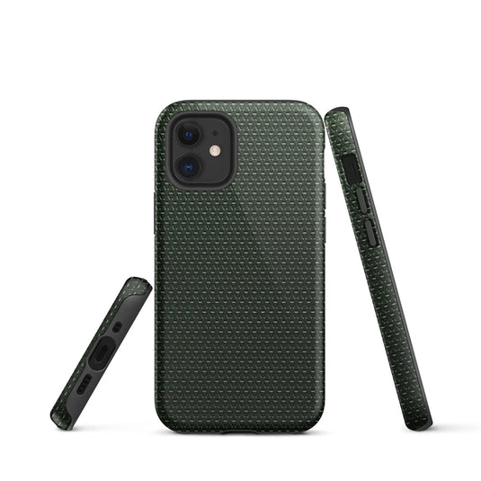 Industrial Olive Green Rubber Pattern Double Layered Impact Resistant Tough iPhone Case 3D Wrap Matte or Glossy Finish CREATIVETECH