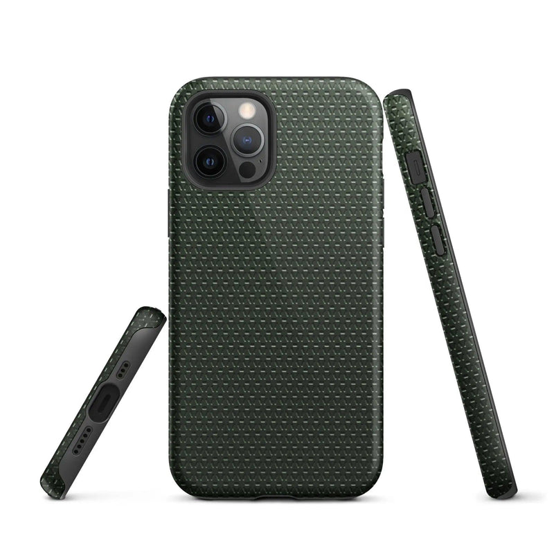 Load image into Gallery viewer, Industrial Olive Green Rubber Pattern Double Layered Impact Resistant Tough iPhone Case 3D Wrap Matte or Glossy Finish CREATIVETECH
