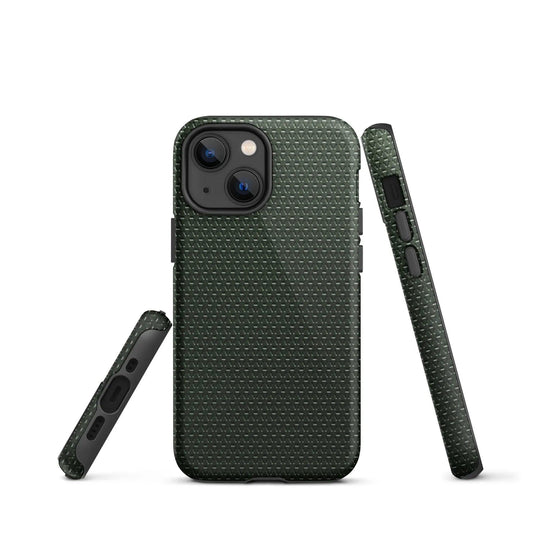 Industrial Olive Green Rubber Pattern Double Layered Impact Resistant Tough iPhone Case 3D Wrap Matte or Glossy Finish CREATIVETECH