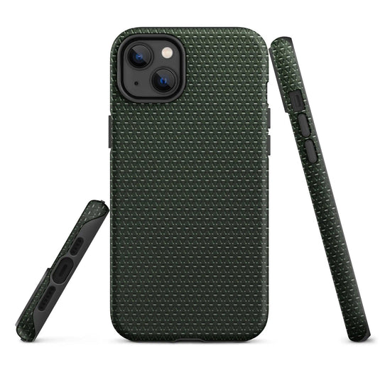 Industrial Olive Green Rubber Pattern Double Layered Impact Resistant Tough iPhone Case 3D Wrap Matte or Glossy Finish CREATIVETECH