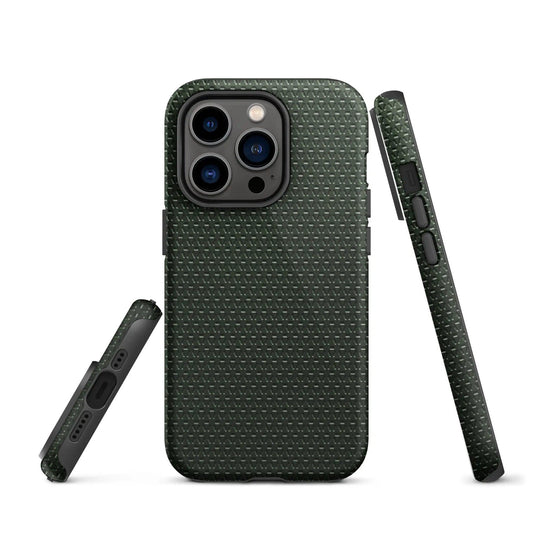 Industrial Olive Green Rubber Pattern Double Layered Impact Resistant Tough iPhone Case 3D Wrap Matte or Glossy Finish CREATIVETECH