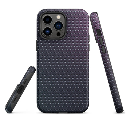 Industrial Violet Rubber Grid Double Layered Impact Resistant Tough iPhone Case 3D Wrap Matte or Glossy Finish CREATIVETECH