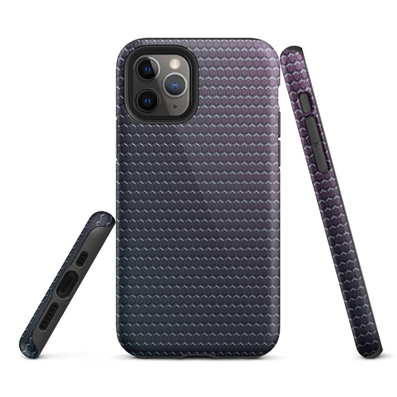 Load image into Gallery viewer, Industrial Violet Rubber Grid Double Layered Impact Resistant Tough iPhone Case 3D Wrap Matte or Glossy Finish CREATIVETECH