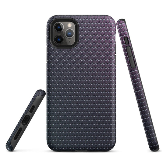 Industrial Violet Rubber Grid Double Layered Impact Resistant Tough iPhone Case 3D Wrap Matte or Glossy Finish CREATIVETECH