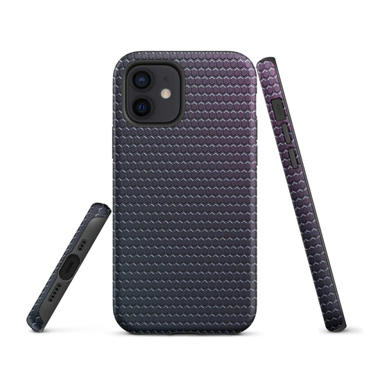 Industrial Violet Rubber Grid Double Layered Impact Resistant Tough iPhone Case 3D Wrap Matte or Glossy Finish CREATIVETECH