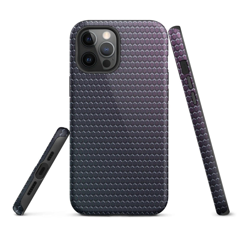 Load image into Gallery viewer, Industrial Violet Rubber Grid Double Layered Impact Resistant Tough iPhone Case 3D Wrap Matte or Glossy Finish CREATIVETECH