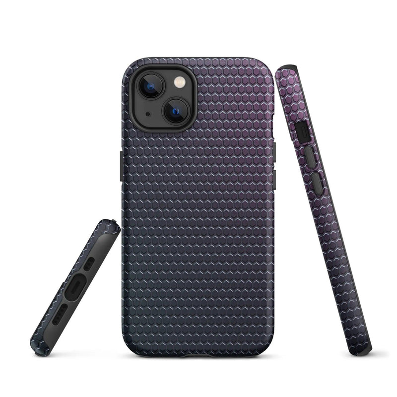 Load image into Gallery viewer, Industrial Violet Rubber Grid Double Layered Impact Resistant Tough iPhone Case 3D Wrap Matte or Glossy Finish CREATIVETECH