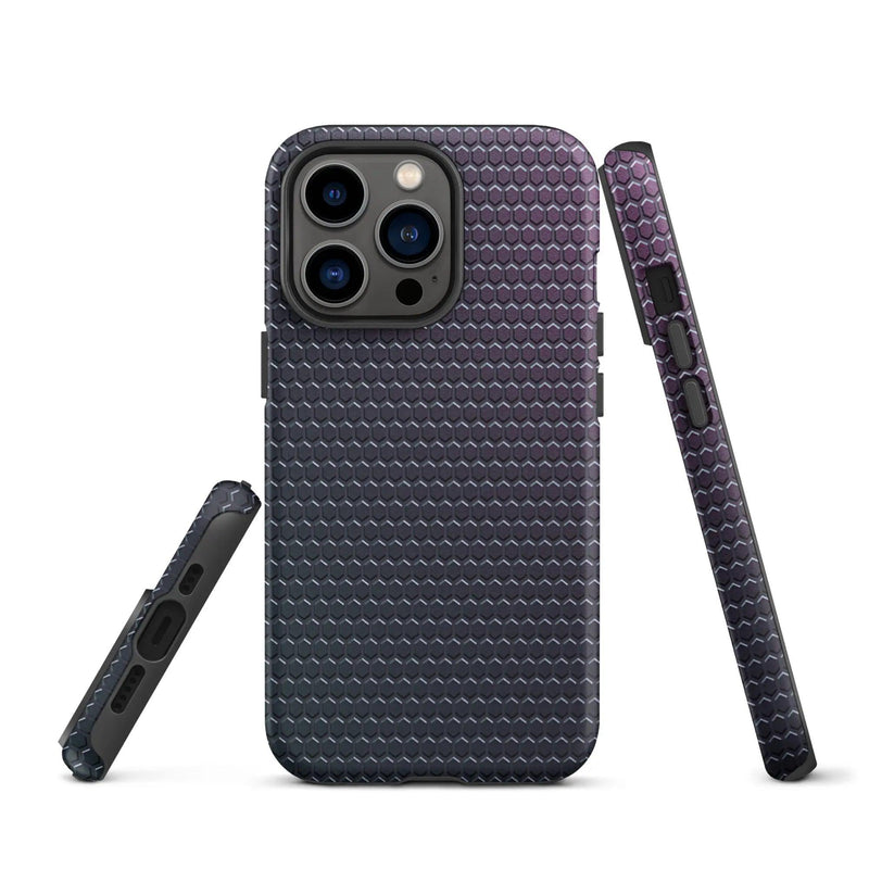 Load image into Gallery viewer, Industrial Violet Rubber Grid Double Layered Impact Resistant Tough iPhone Case 3D Wrap Matte or Glossy Finish CREATIVETECH