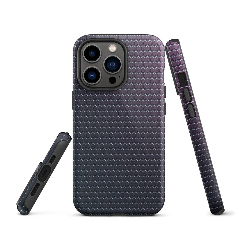 Load image into Gallery viewer, Industrial Violet Rubber Grid Double Layered Impact Resistant Tough iPhone Case 3D Wrap Matte or Glossy Finish CREATIVETECH
