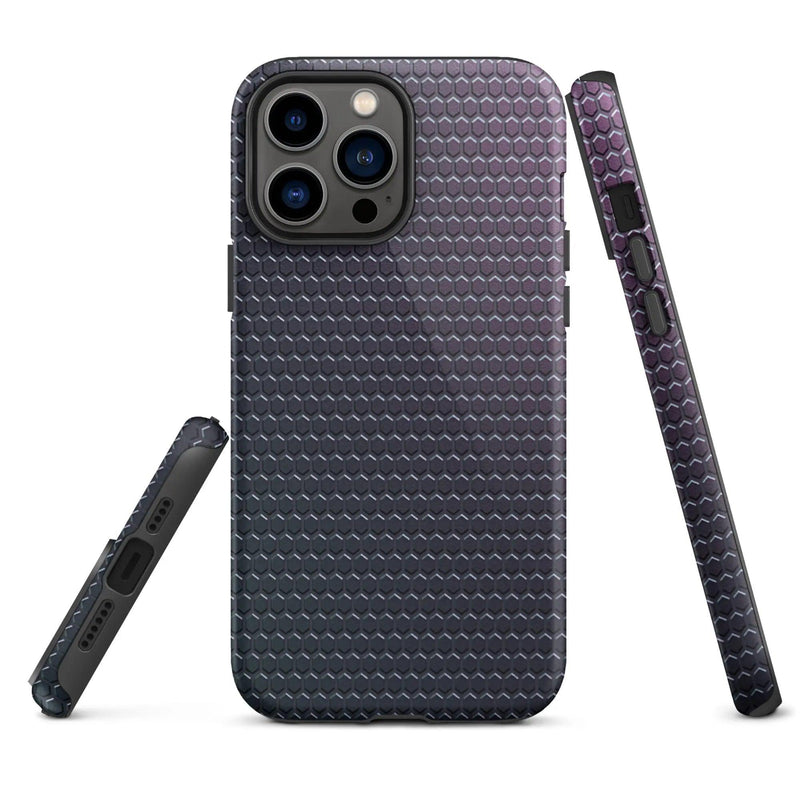 Load image into Gallery viewer, Industrial Violet Rubber Grid Double Layered Impact Resistant Tough iPhone Case 3D Wrap Matte or Glossy Finish CREATIVETECH