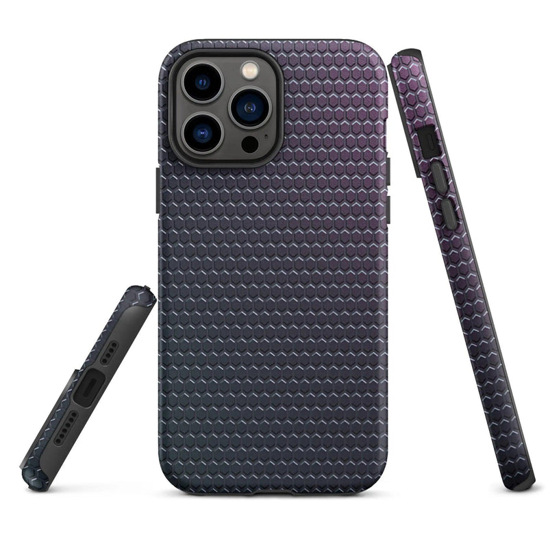 Load image into Gallery viewer, Industrial Violet Rubber Grid Double Layered Impact Resistant Tough iPhone Case 3D Wrap Matte or Glossy Finish CREATIVETECH