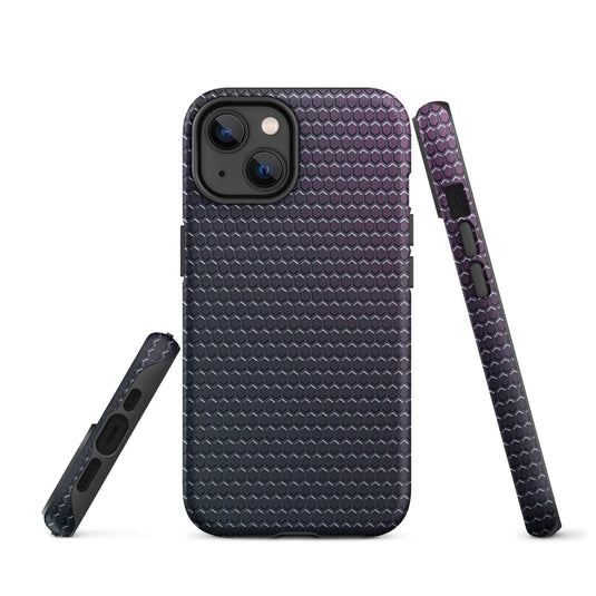 Industrial Violet Rubber Grid Double Layered Impact Resistant Tough iPhone Case 3D Wrap Matte or Glossy Finish CREATIVETECH