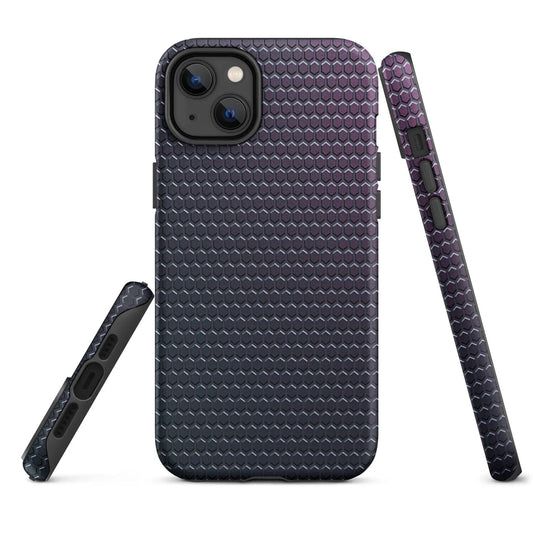 Industrial Violet Rubber Grid Double Layered Impact Resistant Tough iPhone Case 3D Wrap Matte or Glossy Finish CREATIVETECH