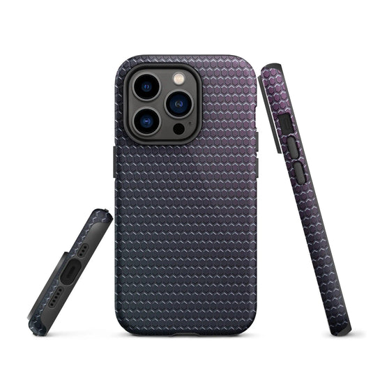 Industrial Violet Rubber Grid Double Layered Impact Resistant Tough iPhone Case 3D Wrap Matte or Glossy Finish CREATIVETECH