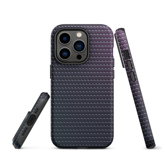 Industrial Violet Rubber Grid Double Layered Impact Resistant Tough iPhone Case 3D Wrap Matte or Glossy Finish CREATIVETECH