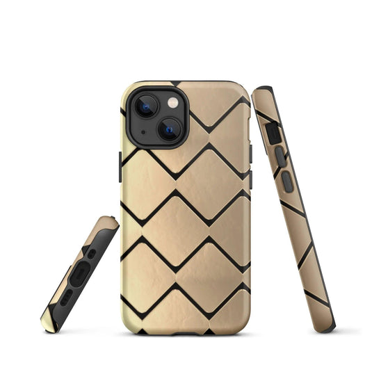 Metal Golden Grid Double Layered Impact Resistant Tough iPhone Case 3D Wrap Matte or Glossy Finish CREATIVETECH