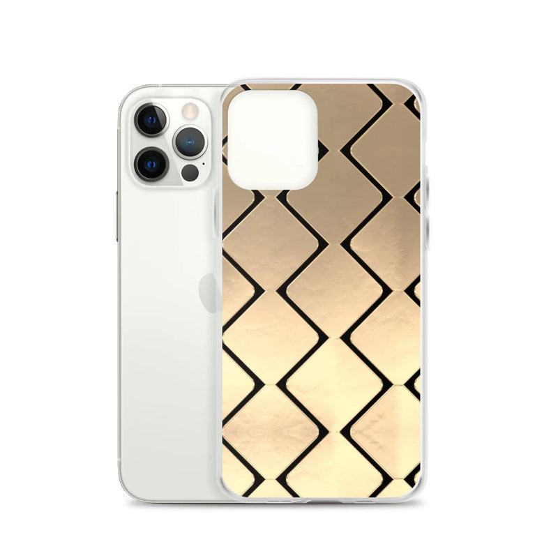 Load image into Gallery viewer, Metal Golden Grid Flexible Clear iPhone Case Bump Resistant Corners CREATIVETECH