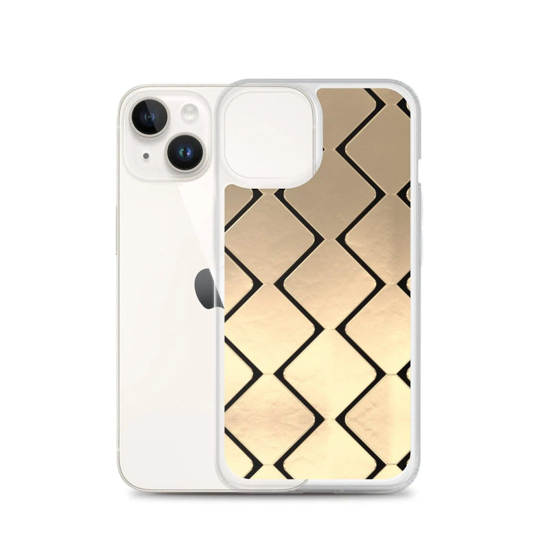 Load image into Gallery viewer, Metal Golden Grid Flexible Clear iPhone Case Bump Resistant Corners CREATIVETECH