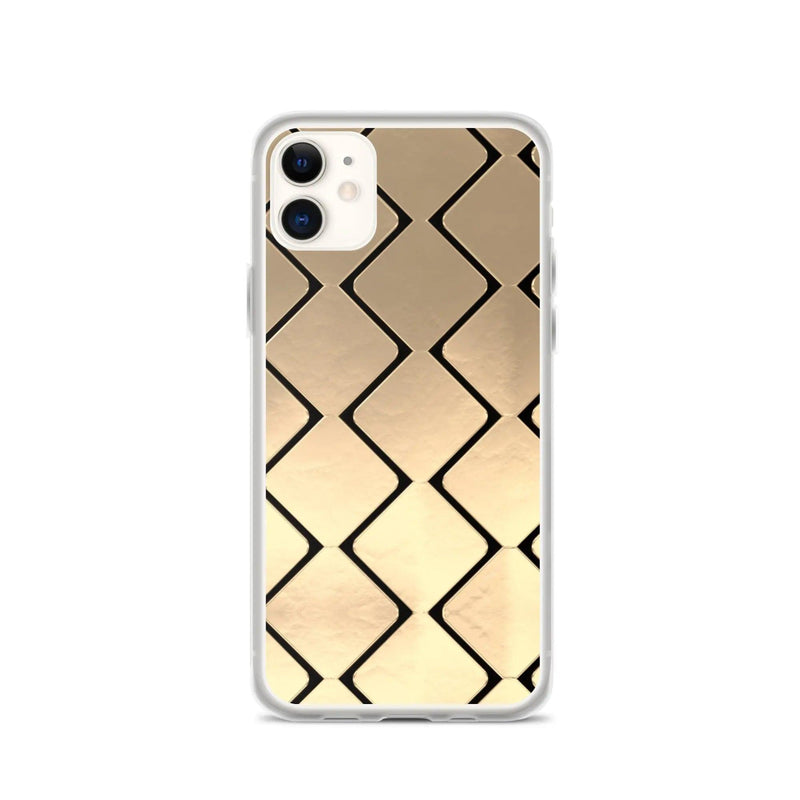 Load image into Gallery viewer, Metal Golden Grid Flexible Clear iPhone Case Bump Resistant Corners CREATIVETECH