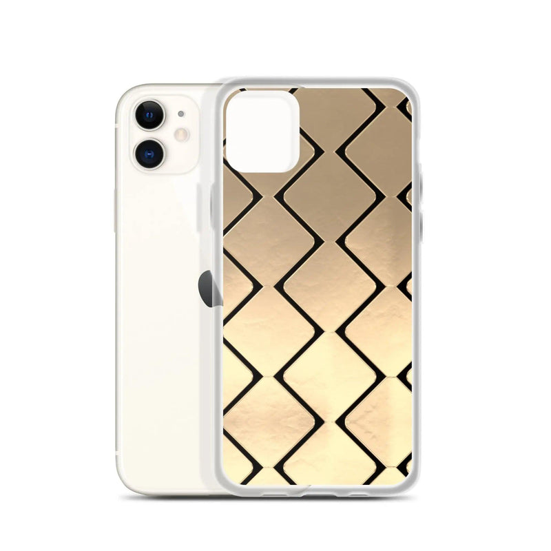 Load image into Gallery viewer, Metal Golden Grid Flexible Clear iPhone Case Bump Resistant Corners CREATIVETECH