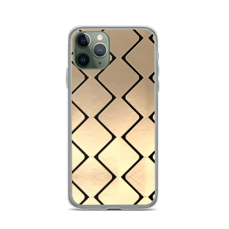 Load image into Gallery viewer, Metal Golden Grid Flexible Clear iPhone Case Bump Resistant Corners CREATIVETECH
