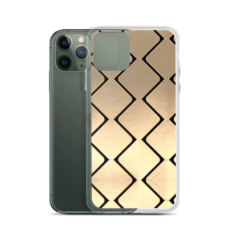 Load image into Gallery viewer, Metal Golden Grid Flexible Clear iPhone Case Bump Resistant Corners CREATIVETECH