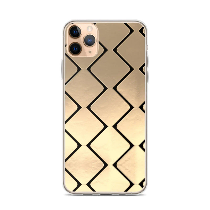 Load image into Gallery viewer, Metal Golden Grid Flexible Clear iPhone Case Bump Resistant Corners CREATIVETECH