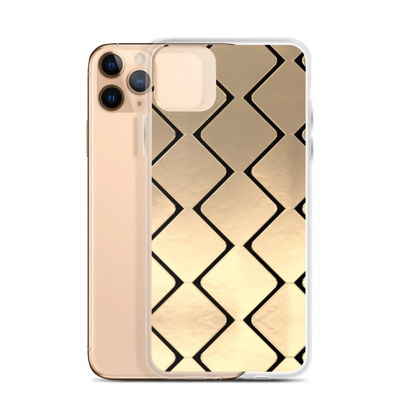 Load image into Gallery viewer, Metal Golden Grid Flexible Clear iPhone Case Bump Resistant Corners CREATIVETECH