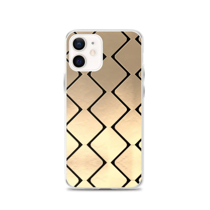 Load image into Gallery viewer, Metal Golden Grid Flexible Clear iPhone Case Bump Resistant Corners CREATIVETECH
