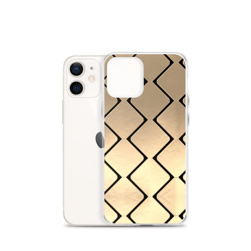 Load image into Gallery viewer, Metal Golden Grid Flexible Clear iPhone Case Bump Resistant Corners CREATIVETECH