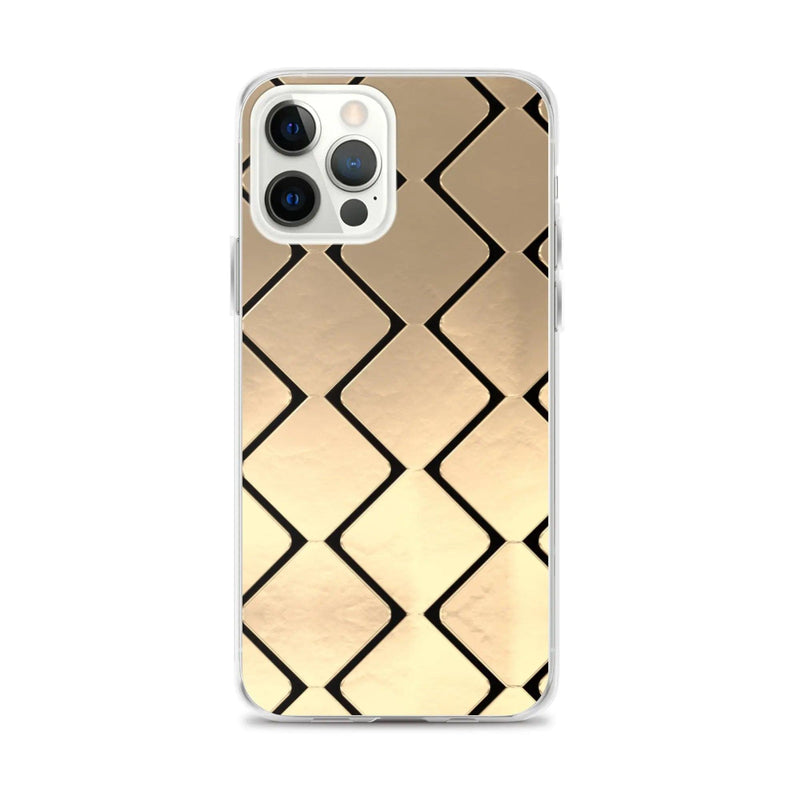 Load image into Gallery viewer, Metal Golden Grid Flexible Clear iPhone Case Bump Resistant Corners CREATIVETECH