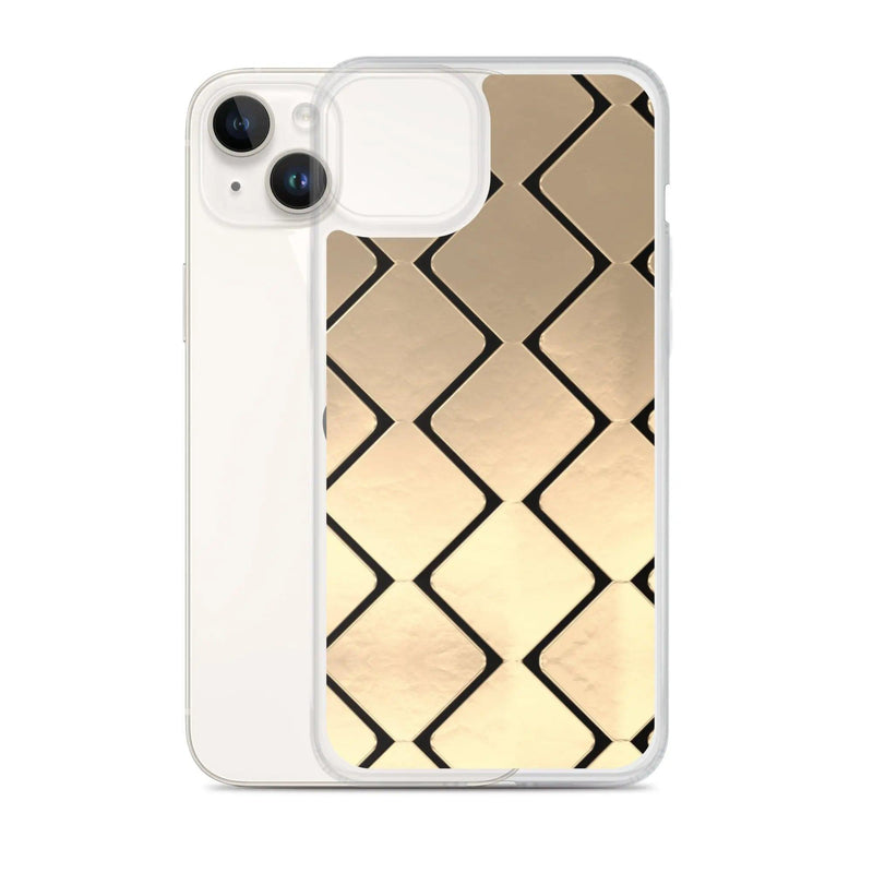 Load image into Gallery viewer, Metal Golden Grid Flexible Clear iPhone Case Bump Resistant Corners CREATIVETECH