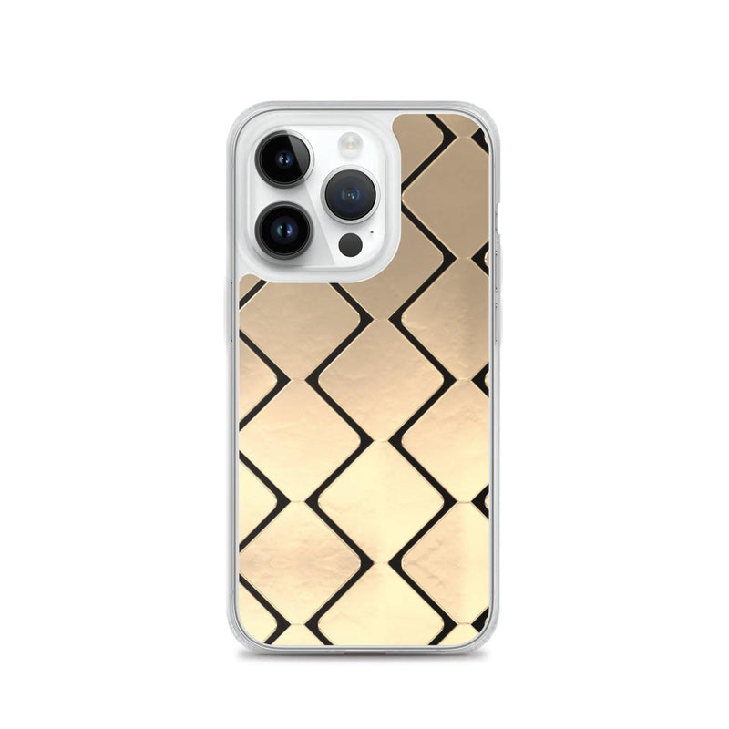 Load image into Gallery viewer, Metal Golden Grid Flexible Clear iPhone Case Bump Resistant Corners CREATIVETECH