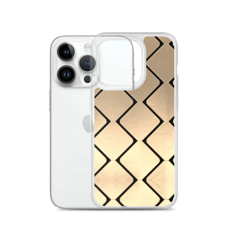 Load image into Gallery viewer, Metal Golden Grid Flexible Clear iPhone Case Bump Resistant Corners CREATIVETECH