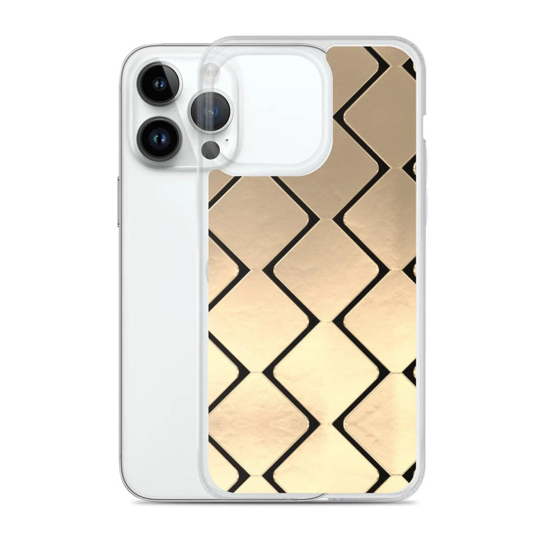 Load image into Gallery viewer, Metal Golden Grid Flexible Clear iPhone Case Bump Resistant Corners CREATIVETECH