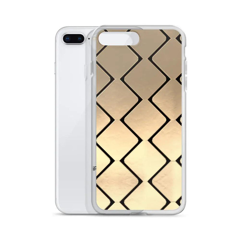 Load image into Gallery viewer, Metal Golden Grid Flexible Clear iPhone Case Bump Resistant Corners CREATIVETECH