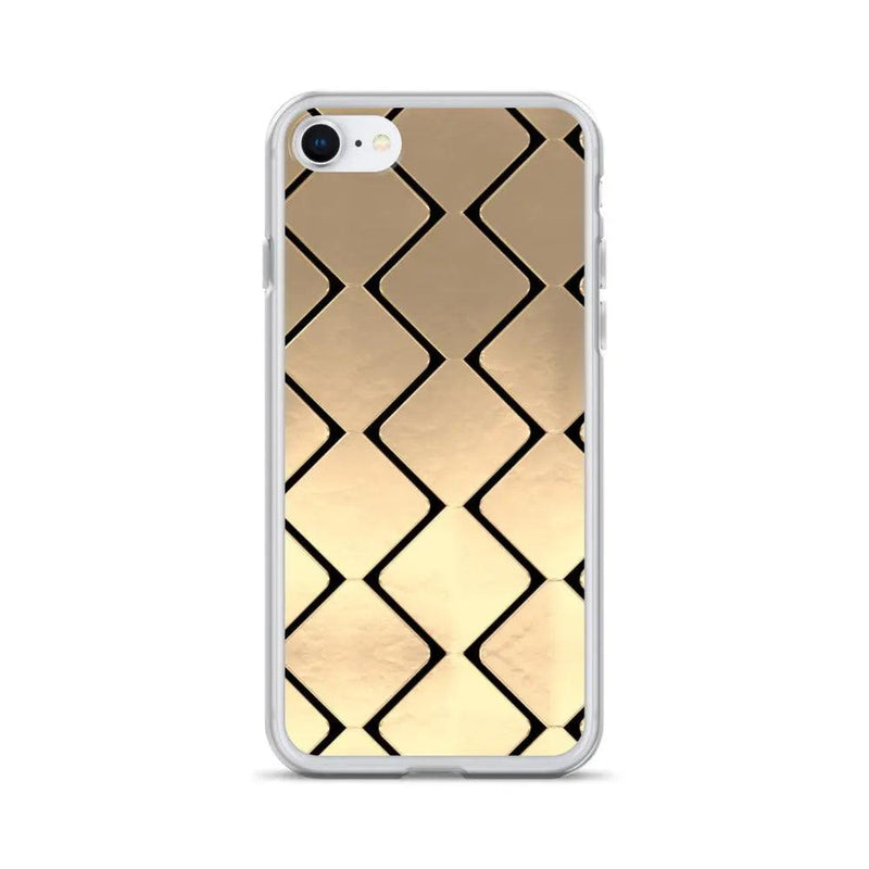 Load image into Gallery viewer, Metal Golden Grid Flexible Clear iPhone Case Bump Resistant Corners CREATIVETECH
