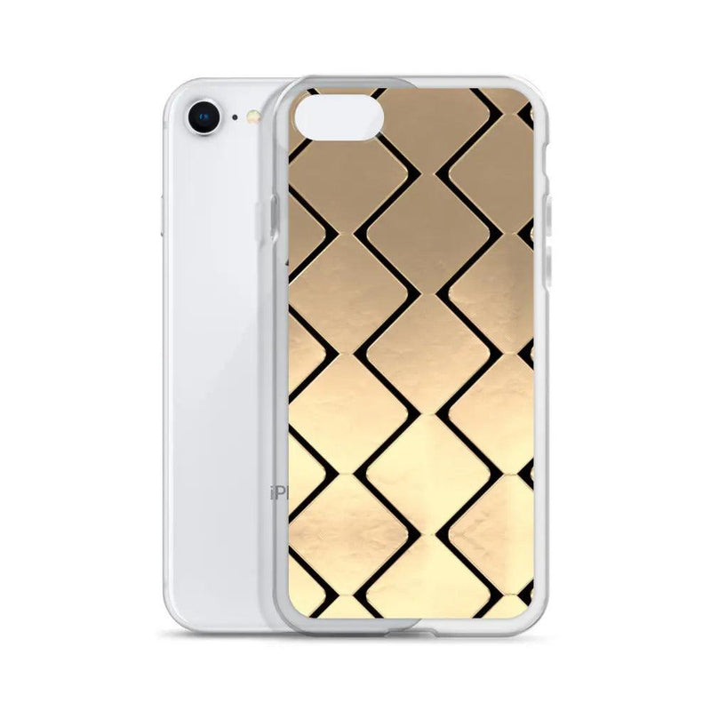 Load image into Gallery viewer, Metal Golden Grid Flexible Clear iPhone Case Bump Resistant Corners CREATIVETECH