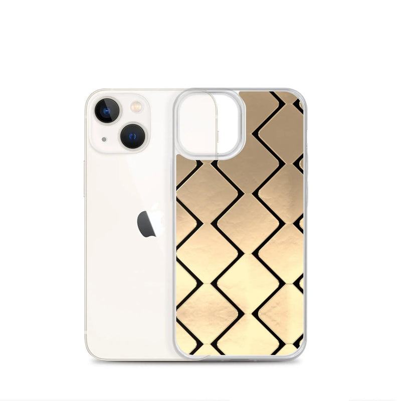 Load image into Gallery viewer, Metal Golden Grid Flexible Clear iPhone Case Bump Resistant Corners CREATIVETECH