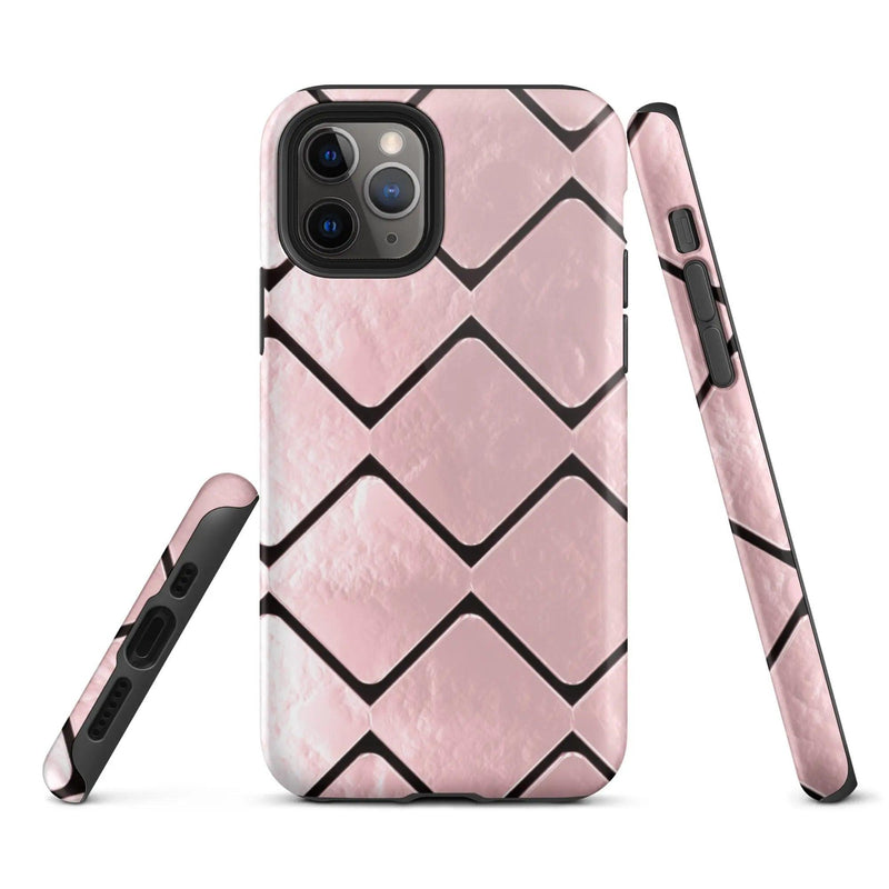 Load image into Gallery viewer, Metal Rose Gold Grid Double Layered Impact Resistant Tough iPhone Case 3D Wrap Matte or Glossy Finish CREATIVETECH