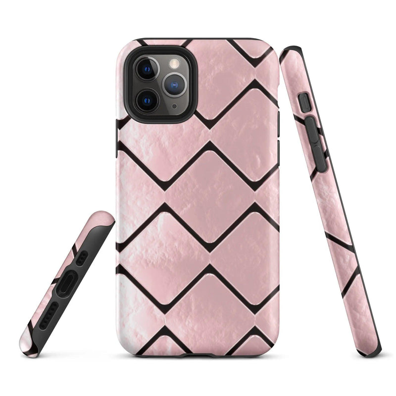 Load image into Gallery viewer, Metal Rose Gold Grid Double Layered Impact Resistant Tough iPhone Case 3D Wrap Matte or Glossy Finish CREATIVETECH