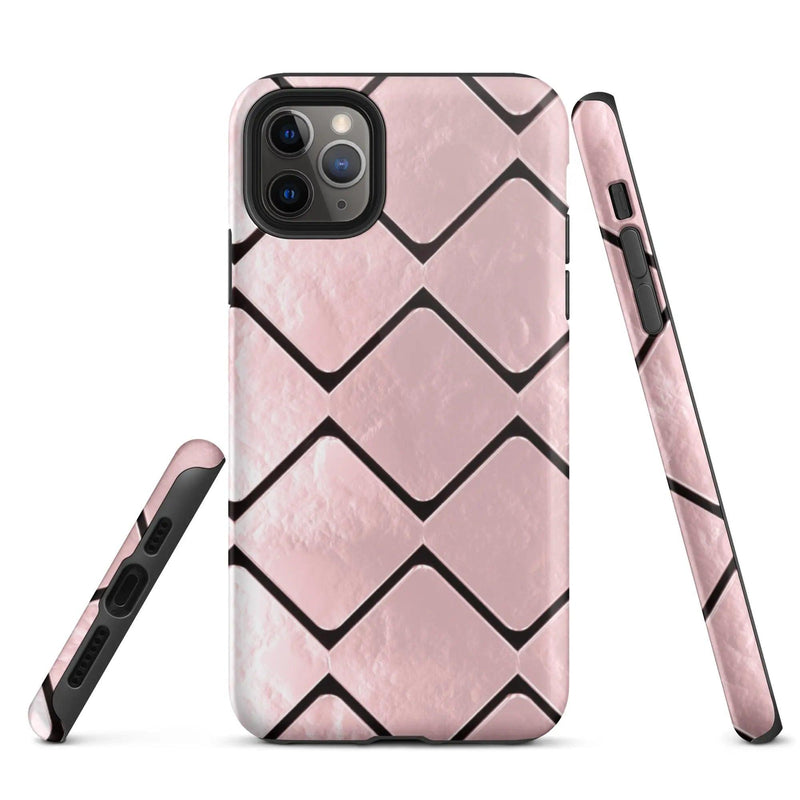 Load image into Gallery viewer, Metal Rose Gold Grid Double Layered Impact Resistant Tough iPhone Case 3D Wrap Matte or Glossy Finish CREATIVETECH