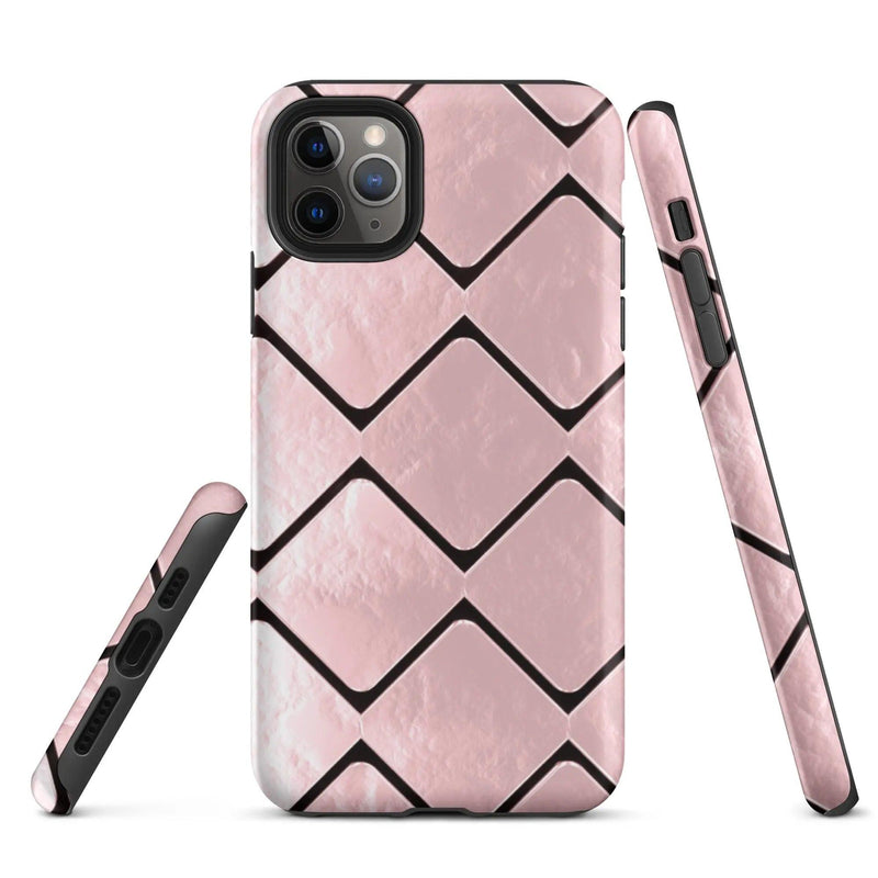 Load image into Gallery viewer, Metal Rose Gold Grid Double Layered Impact Resistant Tough iPhone Case 3D Wrap Matte or Glossy Finish CREATIVETECH