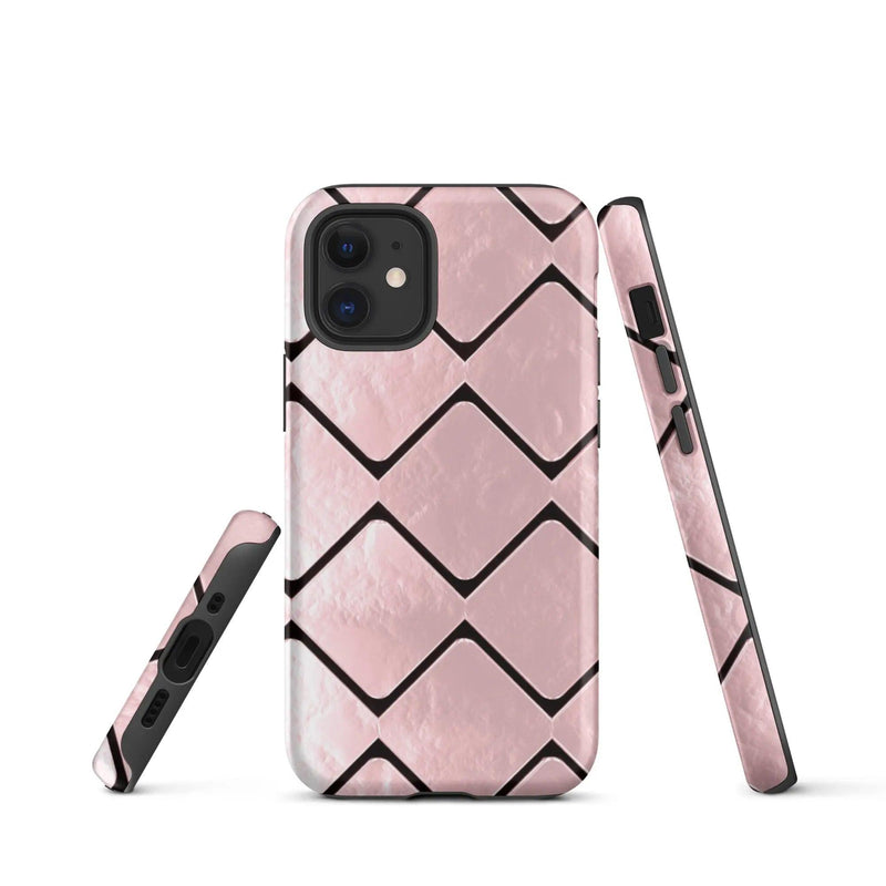 Load image into Gallery viewer, Metal Rose Gold Grid Double Layered Impact Resistant Tough iPhone Case 3D Wrap Matte or Glossy Finish CREATIVETECH