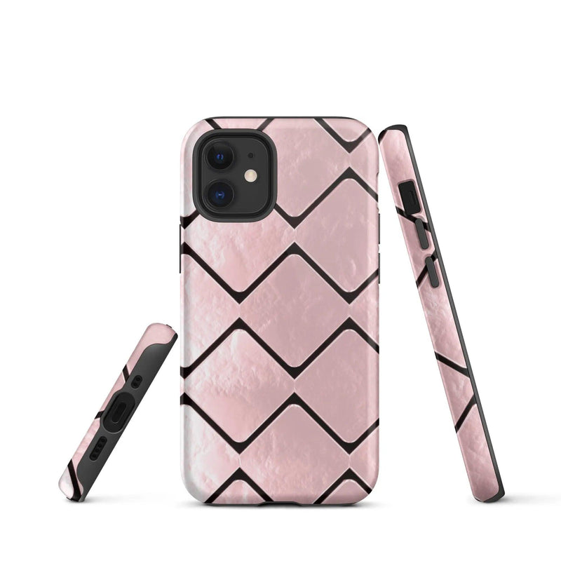 Load image into Gallery viewer, Metal Rose Gold Grid Double Layered Impact Resistant Tough iPhone Case 3D Wrap Matte or Glossy Finish CREATIVETECH