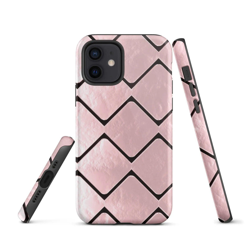 Load image into Gallery viewer, Metal Rose Gold Grid Double Layered Impact Resistant Tough iPhone Case 3D Wrap Matte or Glossy Finish CREATIVETECH