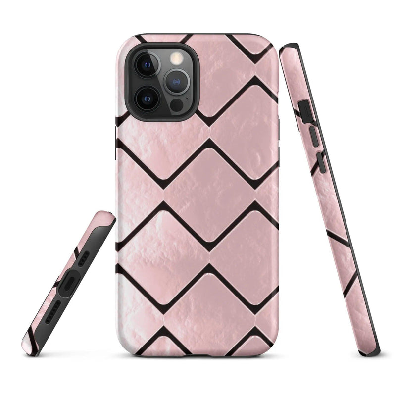 Load image into Gallery viewer, Metal Rose Gold Grid Double Layered Impact Resistant Tough iPhone Case 3D Wrap Matte or Glossy Finish CREATIVETECH