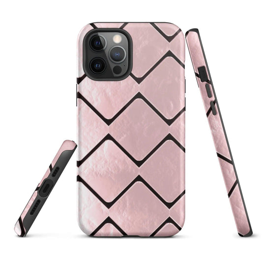 Metal Rose Gold Grid Double Layered Impact Resistant Tough iPhone Case 3D Wrap Matte or Glossy Finish CREATIVETECH