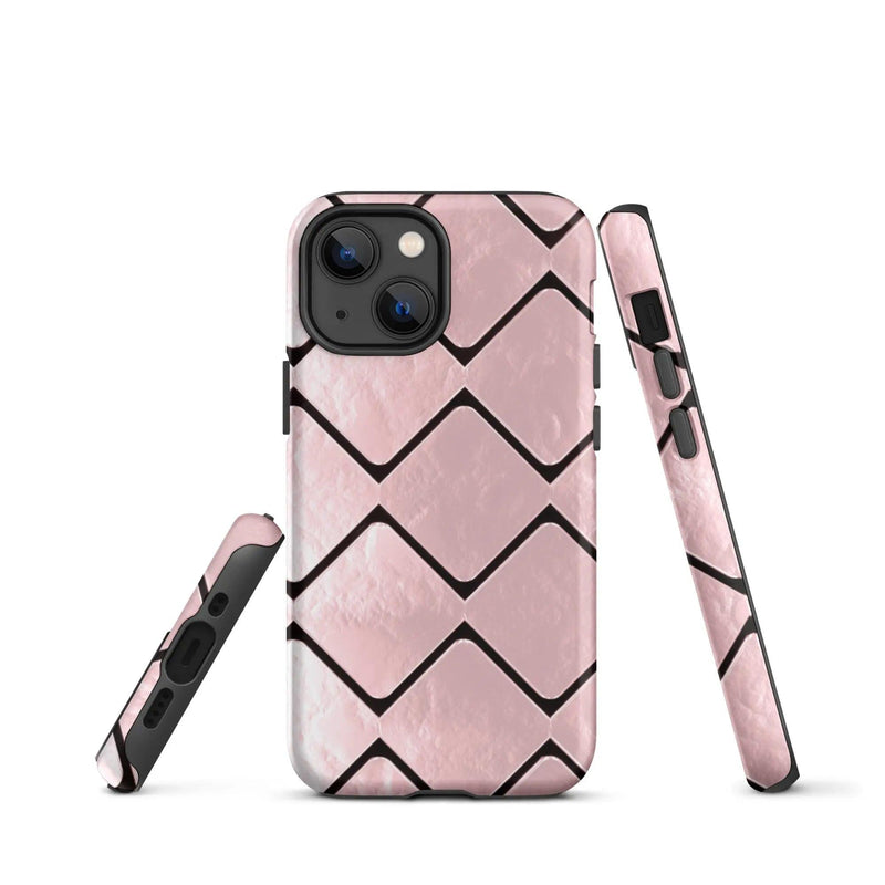 Load image into Gallery viewer, Metal Rose Gold Grid Double Layered Impact Resistant Tough iPhone Case 3D Wrap Matte or Glossy Finish CREATIVETECH